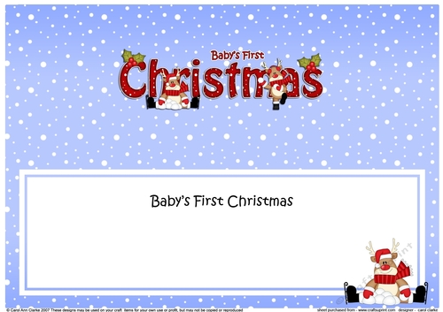 Large DL Merry Christmas BABYS 1st CHRISTMAS insert with Rudolph