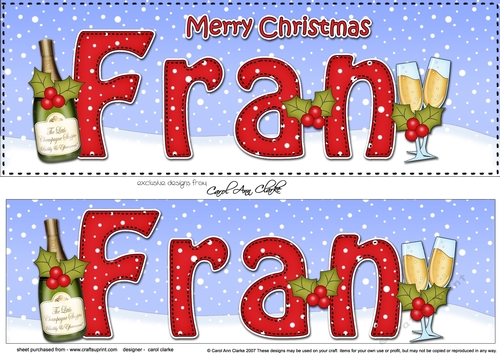 Large DL Merry Christmas FRAN 3D decoupage 