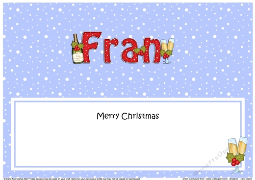 Large DL Merry Christmas FRAN insert