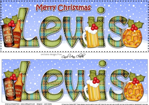 Large DL Merry Christmas LEWIS 3D decoupage 