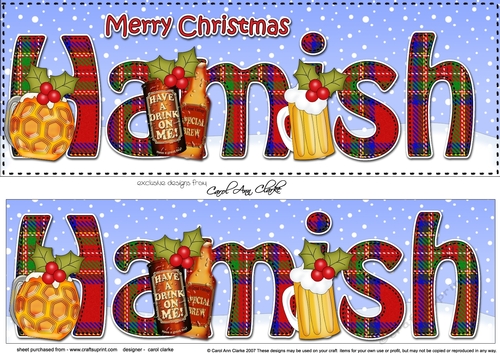 Large DL Merry Christmas HAMISH 3D decoupage 