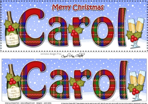 Large DL Merry Christmas CAROL 3D decoupage 