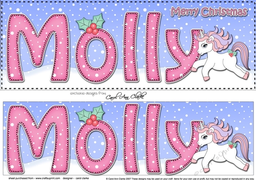 Large DL Merry Christmas MOLLY 3D decoupage 