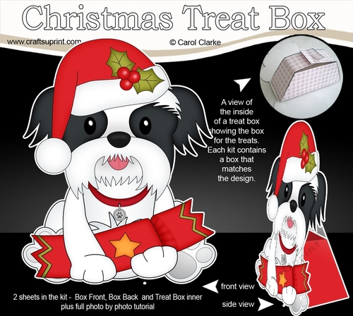 3D Christmas Treat Box Gift Set Mini Kit - Little Shih Tzu Dog