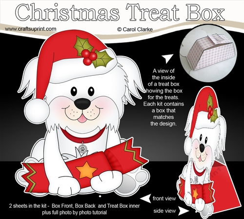 3D Christmas Treat Box Gift Set Mini Kit - Little Bichon Frise Dog