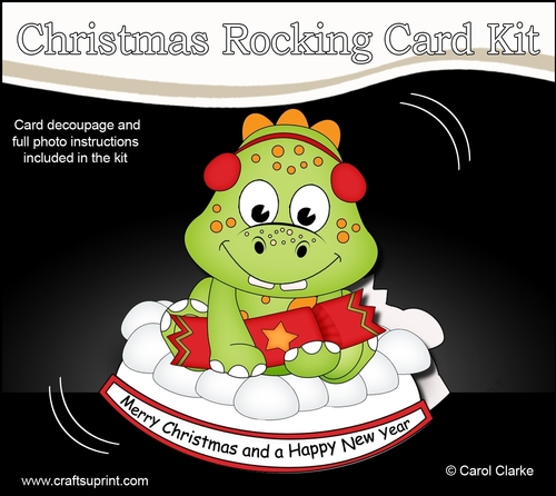3D Shaped Rocking Christmas Card Mini Kit - Cute Little Dino