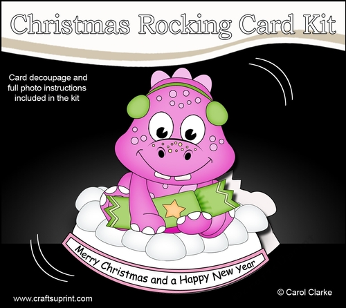 3D Shaped Rocking Christmas Card Mini Kit - Cute Little Dino