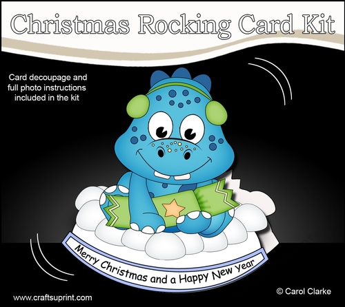 3D Shaped Rocking Christmas Card Mini Kit - Cute Little Dino