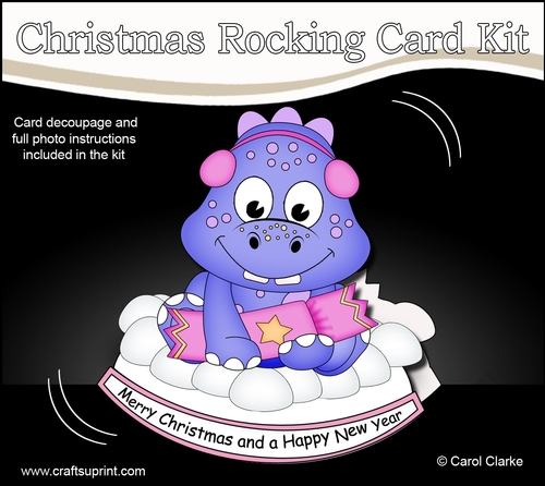 3D Shaped Rocking Christmas Card Mini Kit - Cute Little Dino