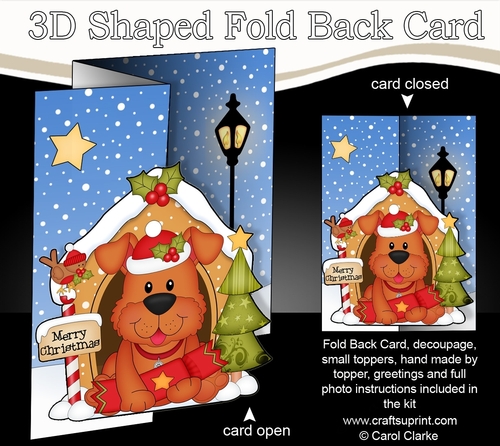 Shaped No-Hole Fold Back Christmas Kennel Card Kit - Little Rusty Dog