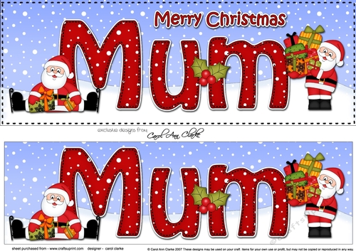 Large DL Merry Christmas MUM with Santa 3D decoupage 