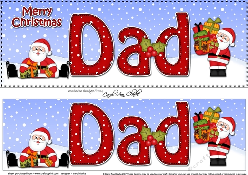 Large DL Merry Christmas DAD with Santa 3D decoupage 
