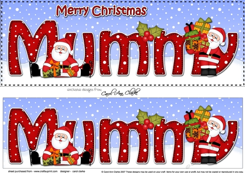 Large DL Merry Christmas MUMMY with Santa 3D decoupage 