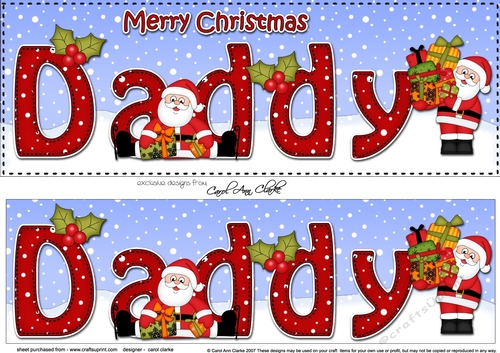 Large DL Merry Christmas DADDY with Santa 3D decoupage 
