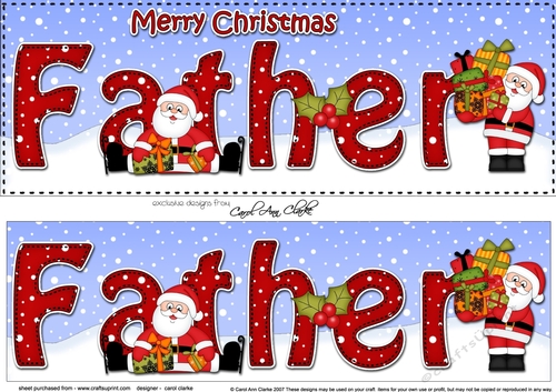 Large DL Merry Christmas FATHER with Santa 3D decoupage 