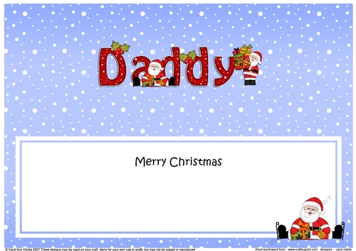 Large DL Merry Christmas DADDY with Santa insert