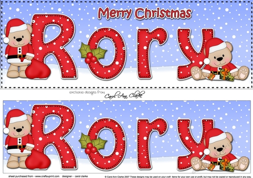 Large DL Merry Christmas RORY 3D decoupage 