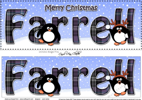 Large DL Merry Christmas FARRELL 3D decoupage 