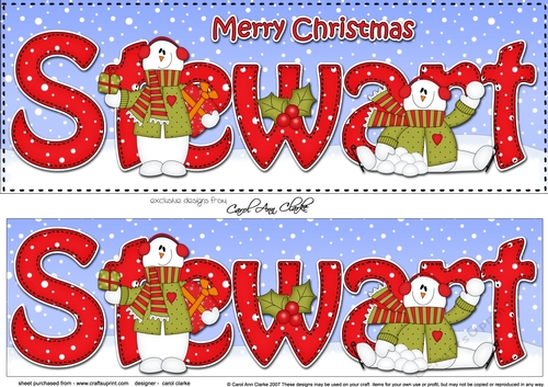 Large DL Merry Christmas STEWART 3D decoupage 