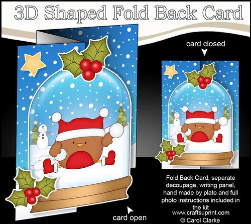 Christmas 3D Shaped No-Hole Fold Back Mini Kit - Bobbin Robin is Snowballing
