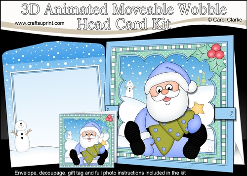 3D Animated Christmas Moveable Wobble Head Card - Santa has an Xmas Tree