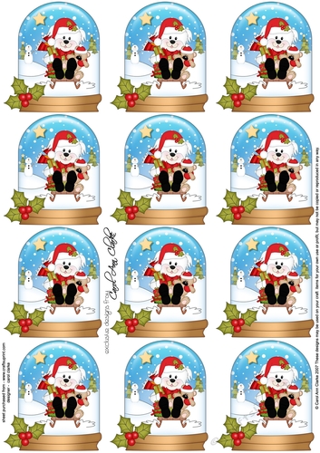 Little Bichon Frise Dog Snow Globe Gift Tags