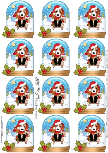 Little Springer Spaniel Dog Snow Globe Gift Tags