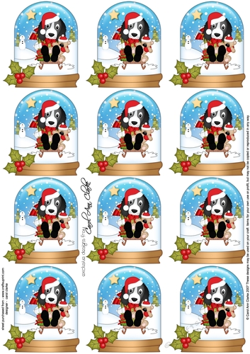 Little Springer Spaniel Dog Snow Globe Gift Tags