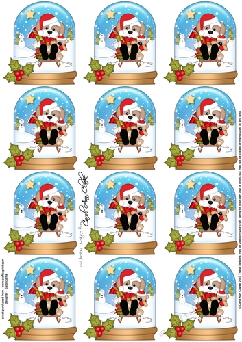 Little German Shepherd Dog Snow Globe Gift Tags