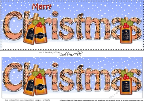Large DL MERRY CHRISTMAS with Whisky 3D decoupage 