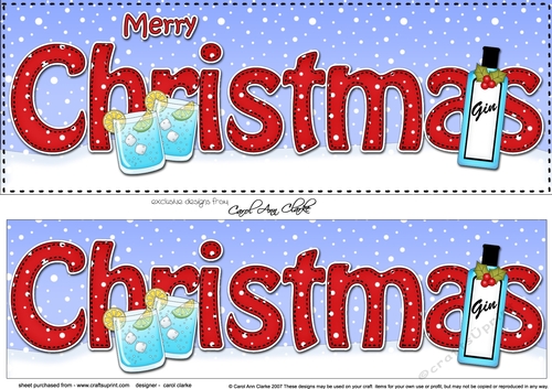 Large DL MERRY CHRISTMAS with Gin 3D decoupage 