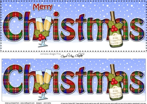 Large DL MERRY CHRISTMAS with Champagne 3D decoupage 