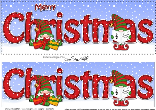 Large DL MERRY CHRISTMAS with Gnomes 3D decoupage 