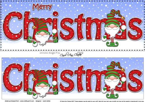 Large DL MERRY CHRISTMAS with Gnomes 3D decoupage 