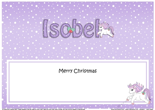 Large DL Merry Christmas ISOBEL insert