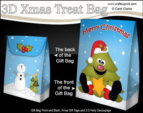 3D Christmas Gift Bag Mini Kit - Cute Xmas Tree has an Xmas Star