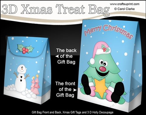 3D Christmas Gift Bag Mini Kit - Cute Xmas Tree has an Xmas Star