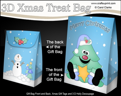 3D Christmas Gift Bag Mini Kit - Cute Xmas Tree has an Xmas Star