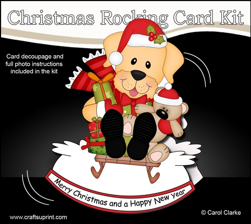 3D Shaped Rocking Christmas Card Mini Kit - Little Golden Labrador Dog