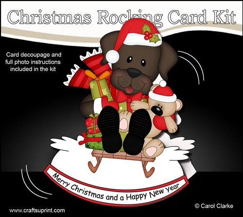 3D Shaped Rocking Christmas Card Mini Kit - Little Chocolate Labrador Dog