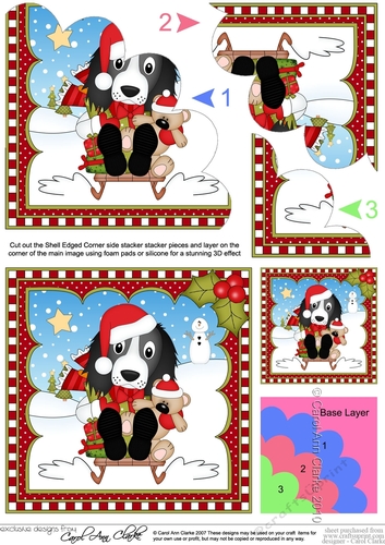 Christmas Shell Edged Corner Side Stacker - Little Springer Spaniel Dog