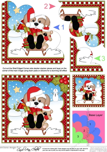 Christmas Shell Edged Corner Side Stacker - Little Cavachon Dog