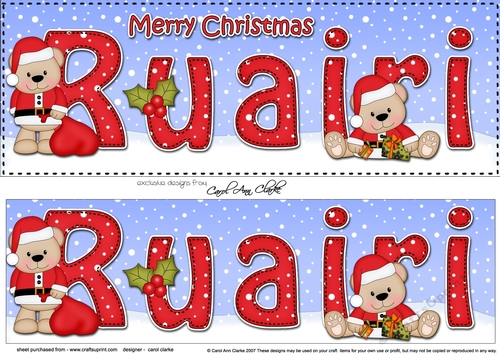 Large DL Merry Christmas RUAIRI 3D decoupage 