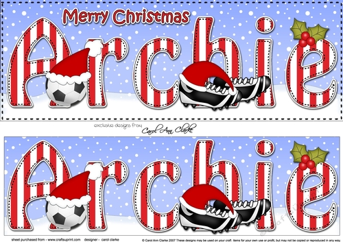 Large DL Merry Christmas ARCHIE 3D decoupage 