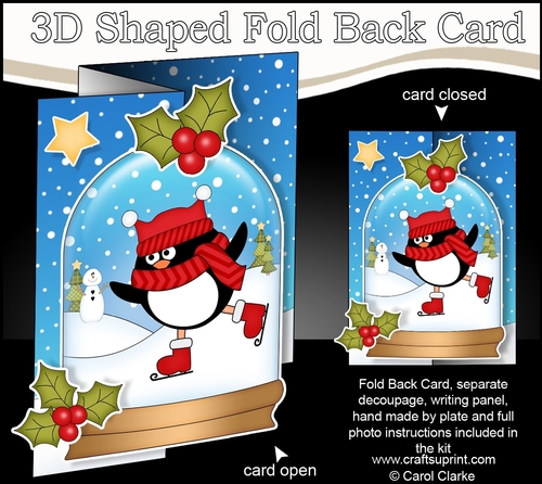 Christmas 3D Shaped No-Hole Fold Back Mini Kit - Pip Penguin is Skating