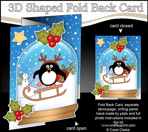 Christmas 3D Shaped No-Hole Fold Back Mini Kit - Pip Penguin is Sledging