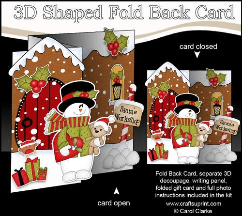 3D Shaped No-Hole Fold Back Christmas Card Mini Kit - Snowman Rio is in Love