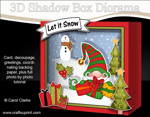 3D Christmas Diorama Shadow Box Card Mini Kit - Gnome Gnanazz has Xmas Presents
