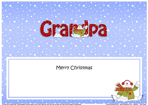 Large DL Merry Christmas GRANDPA insert with Snowman Rio