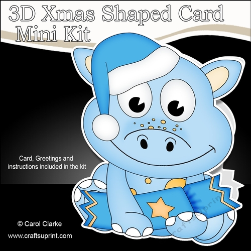 3D Shaped Christmas Card Kit - Cute Little Daly Dino